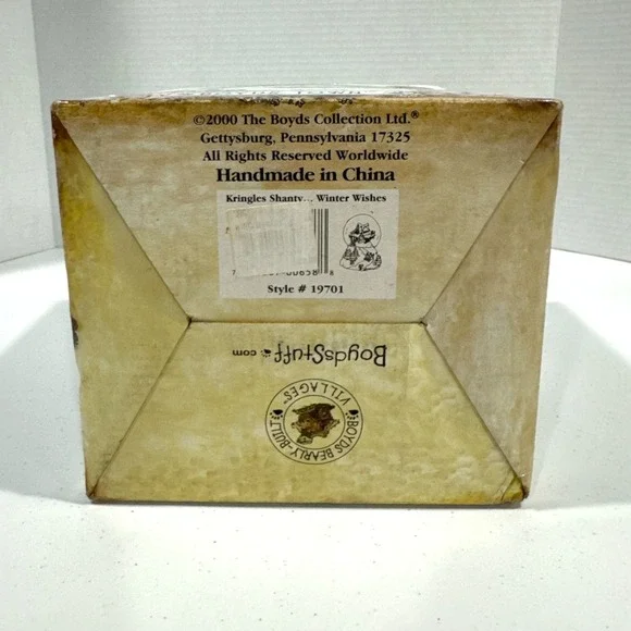 Boyds Bearly-Built Villages Kringles Shanty‎ Winter 2000's Snow Globe Music Box - Picture 5 of 11